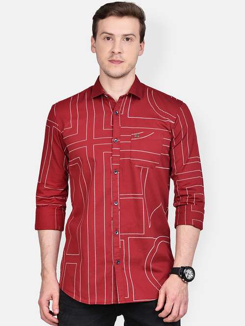 red printed casual shirt - 17744253 - Standard Image - 0