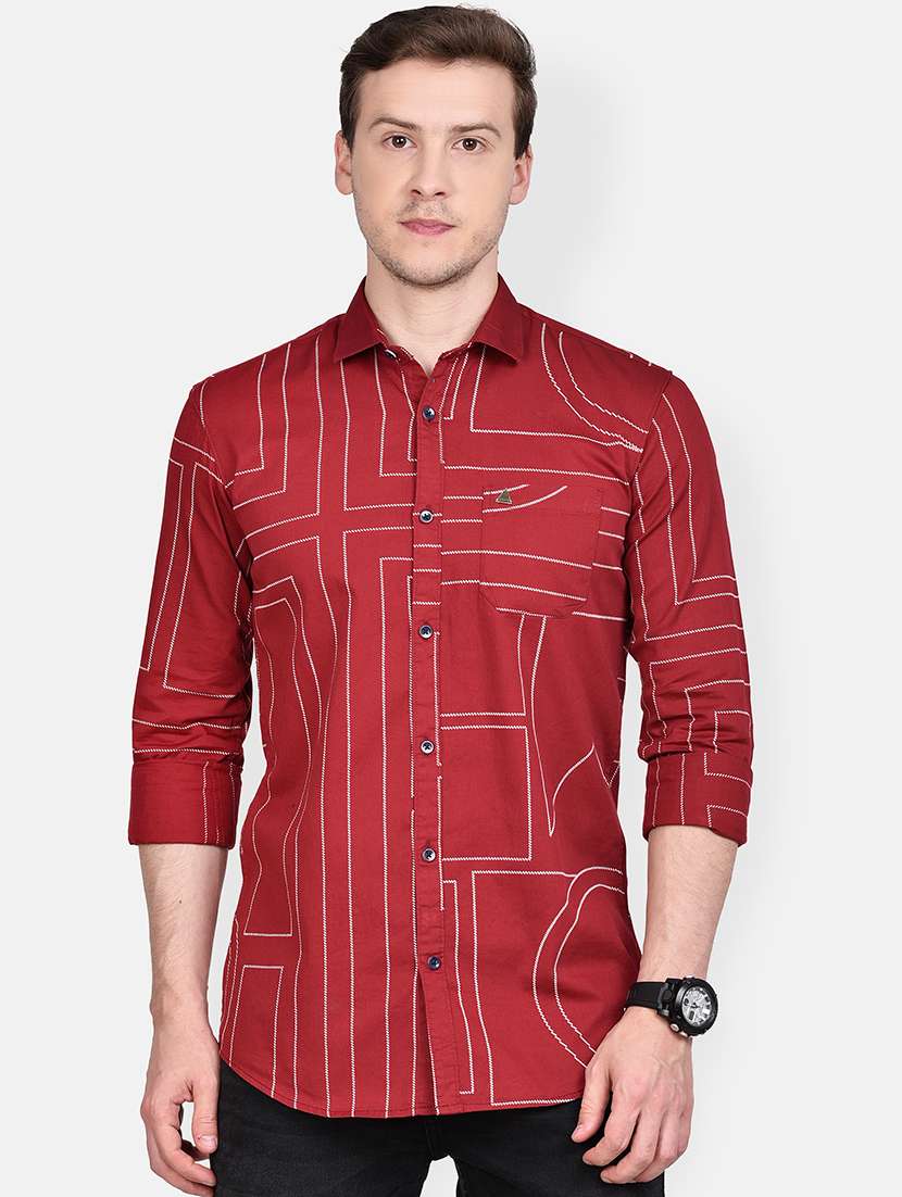red printed casual shirt