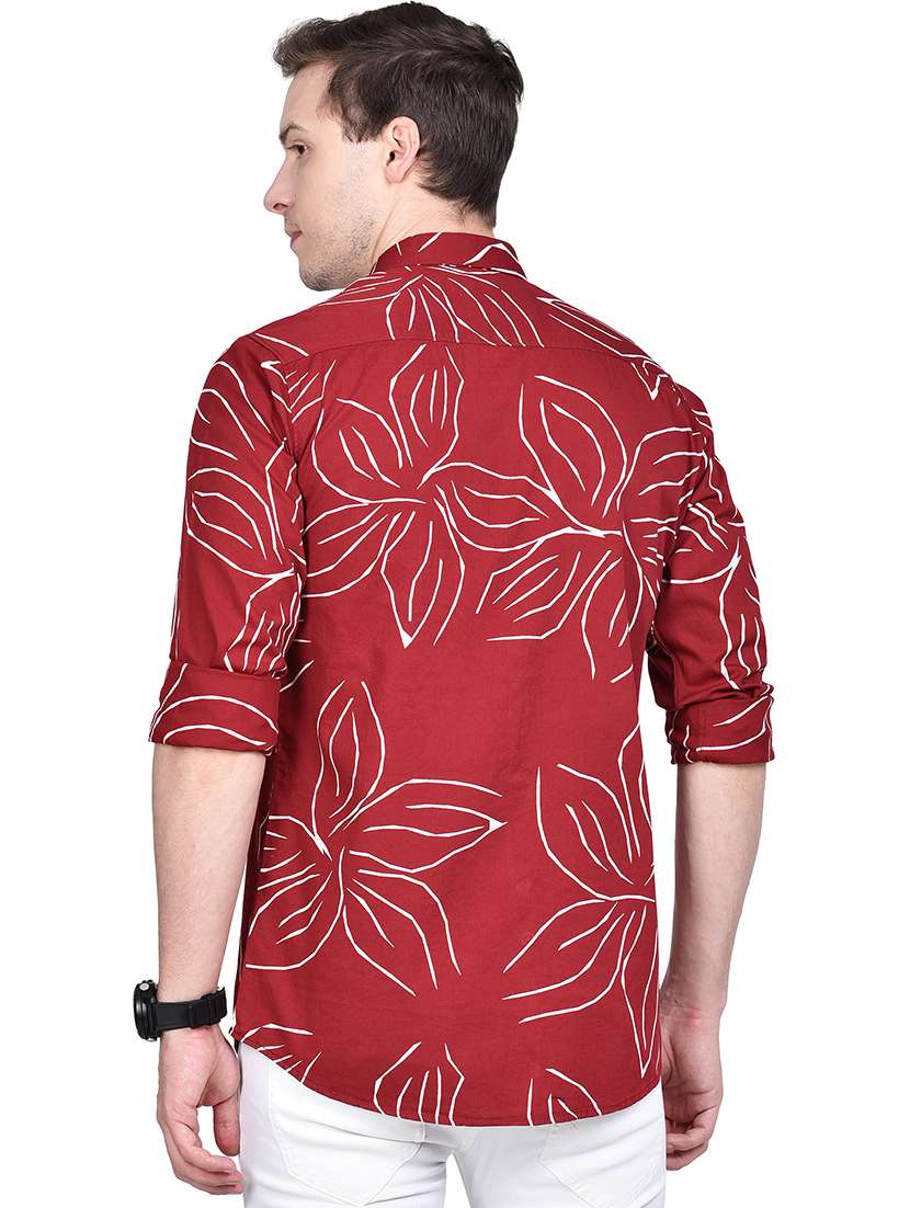 maroon printed casual shirt - 17744259 - Standard Image - 2