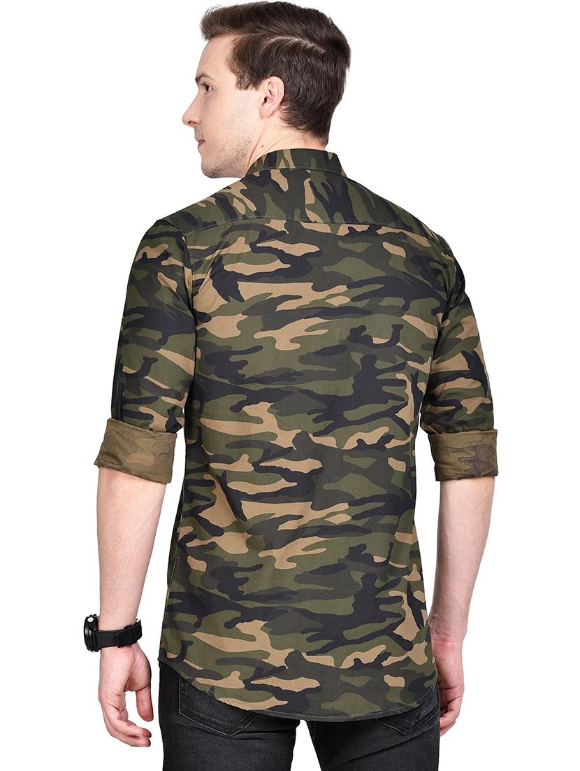 olive green camouflage casual shirt - 17744261 - Standard Image - 2