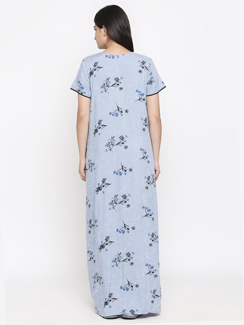 square neck printed nightwear gown - 17744343 - Standard Image - 2