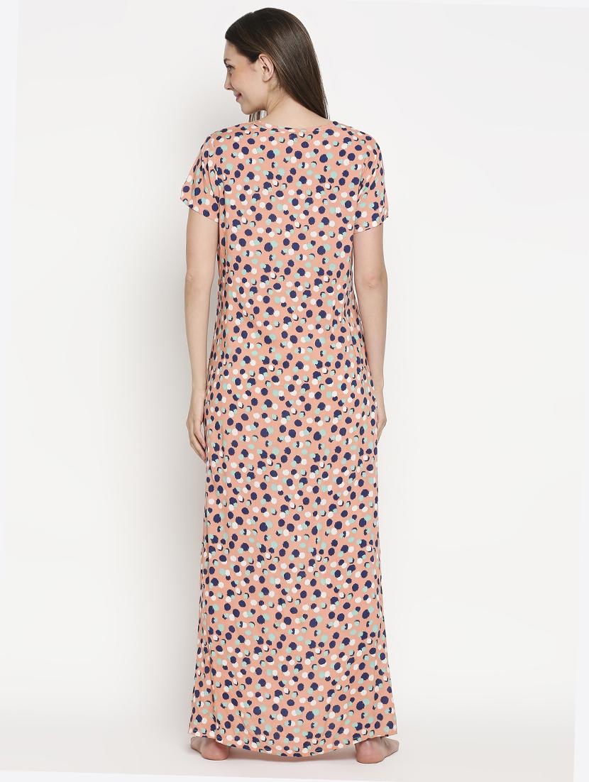v-neck polka dot nightwear gown - 17744360 - Standard Image - 2