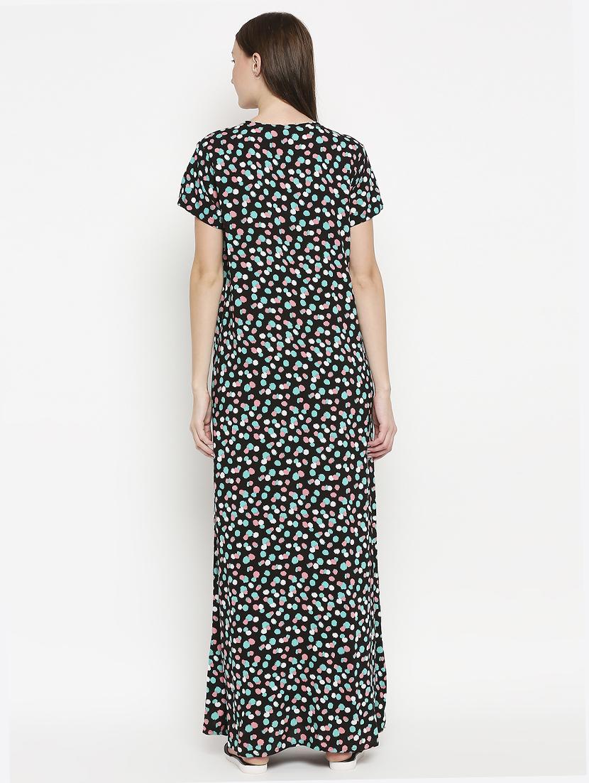 v-neck polka dot nightwear gown - 17744361 - Standard Image - 2