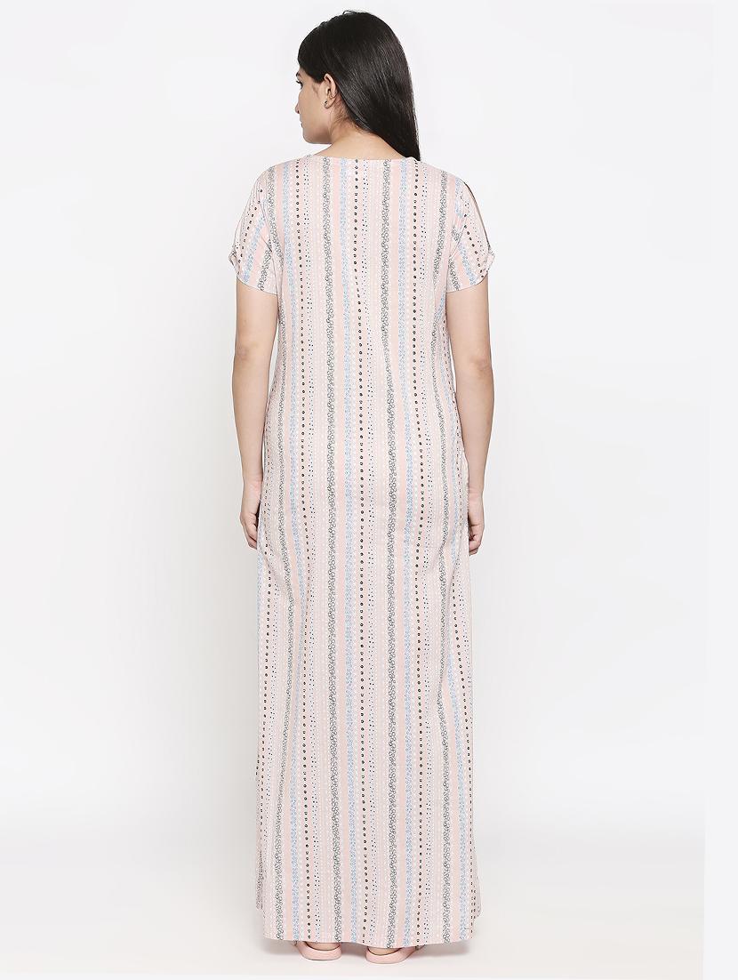 v-neck printed nightwear gown - 17744362 - Standard Image - 2
