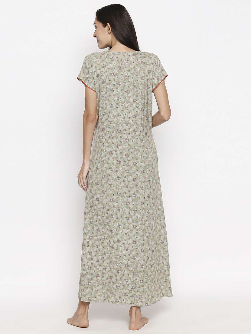 v-neck printed nightwear gown - 17744374 -  Standard Image - 2