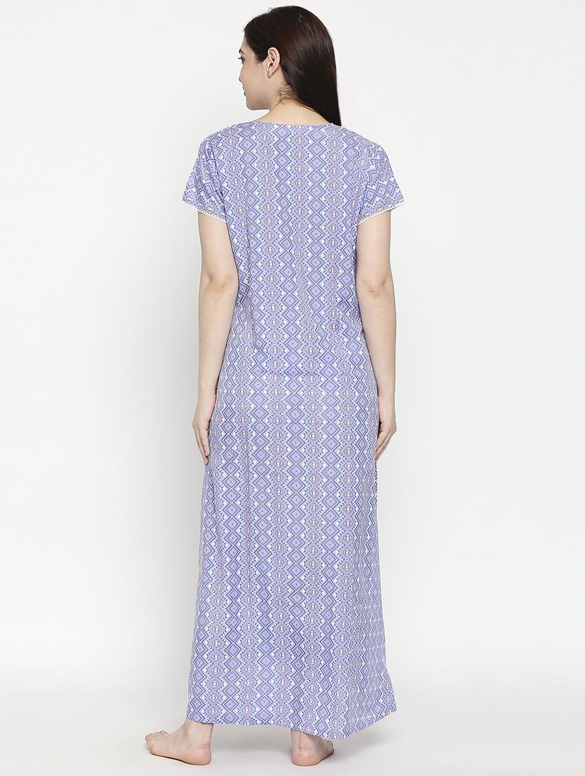 round neck printed nightwear gown - 17744378 - Standard Image - 2