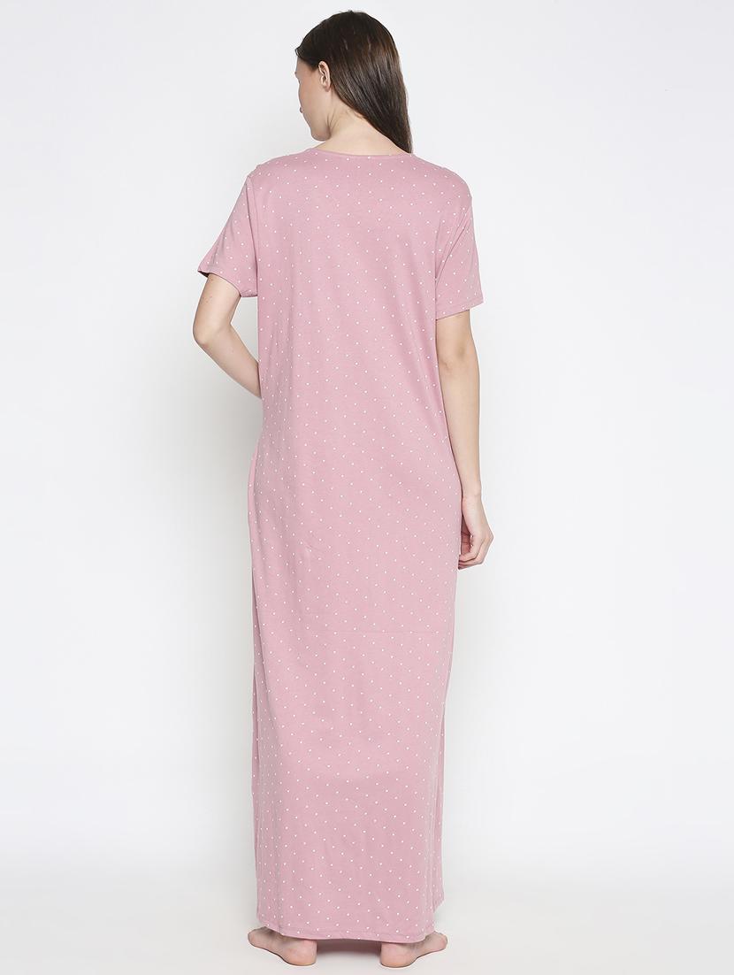 v-neck polka dot nightwear gown - 17744384 - Standard Image - 2
