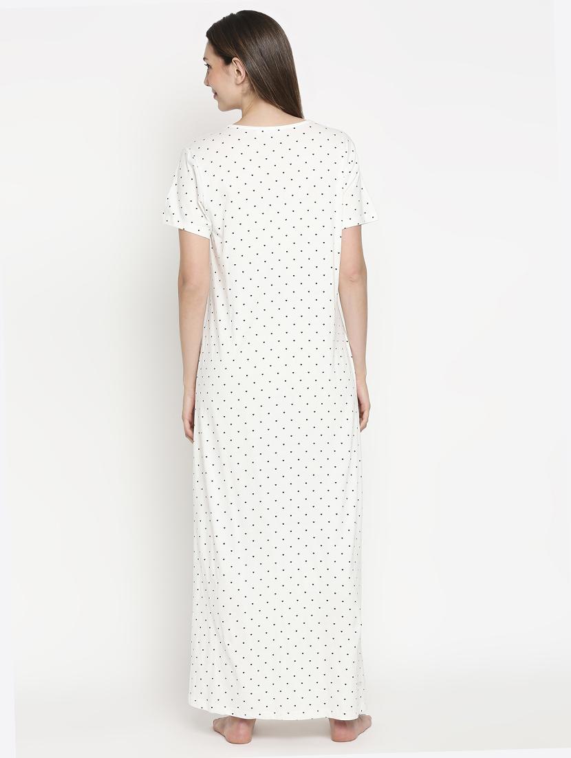 v-neck polka dot nightwear gown - 17744385 - Standard Image - 2