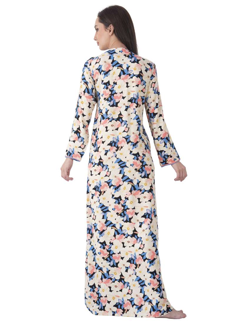 round neck floral nightwear gown - 17744388 -  Standard Image - 2