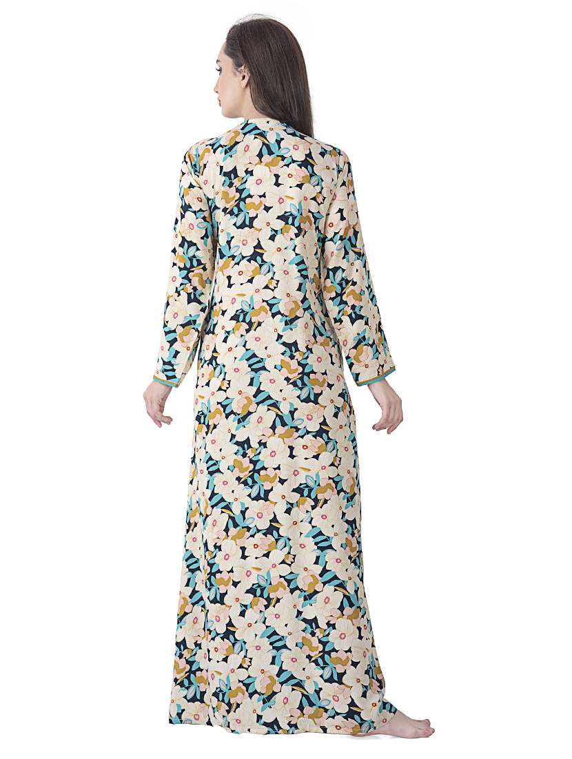 round neck floral nightwear gown - 17744389 -  Standard Image - 2