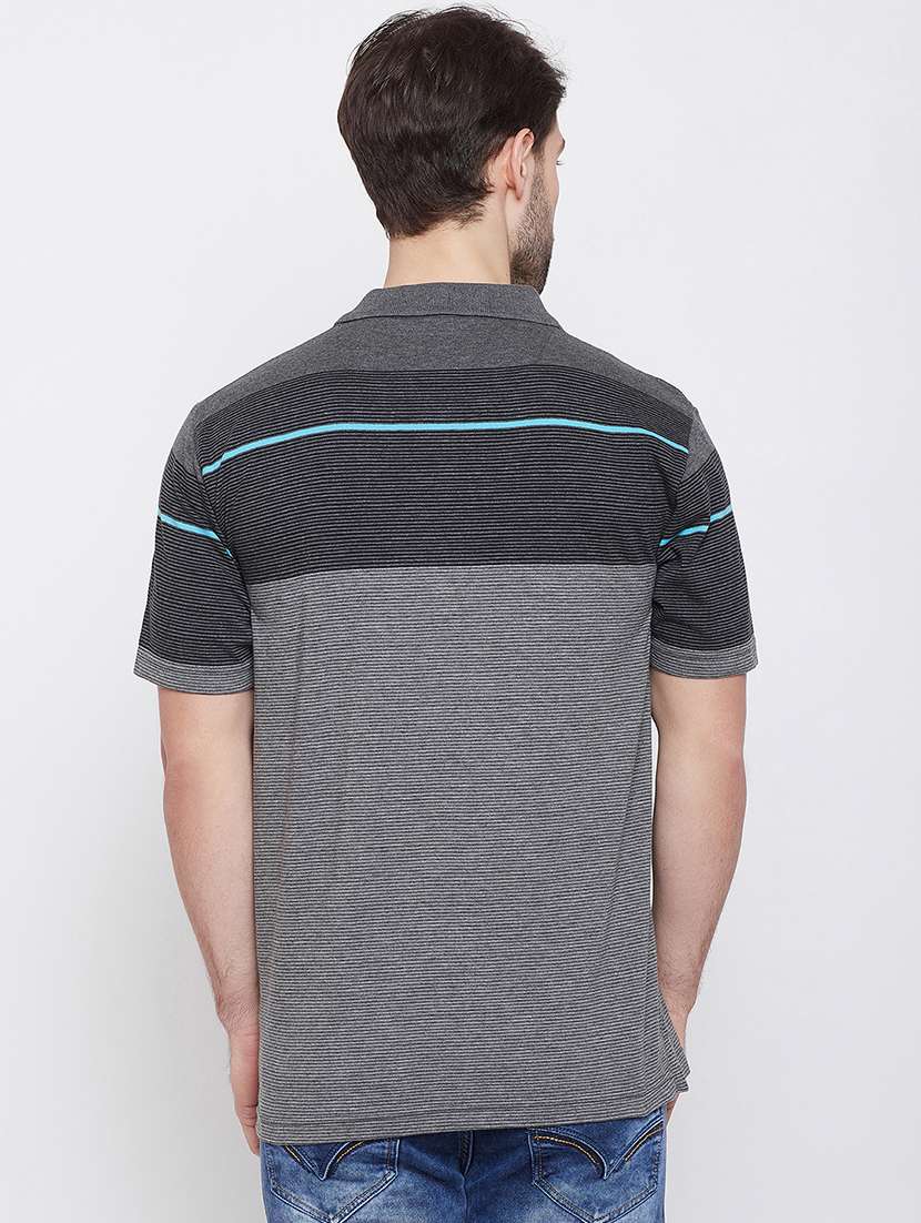 grey striped polo t-shirt - 17745646 - Standard Image - 2