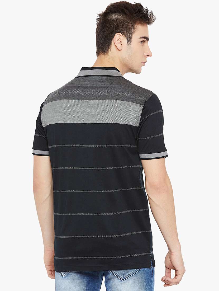 black striped polo t-shirt - 17745685 - Standard Image - 2