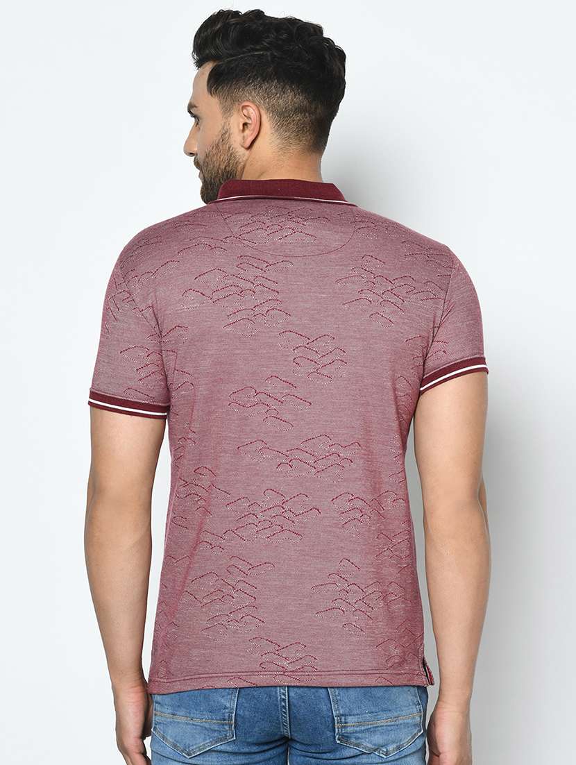 maroon self design polo t-shirt - 17745747 - Standard Image - 2