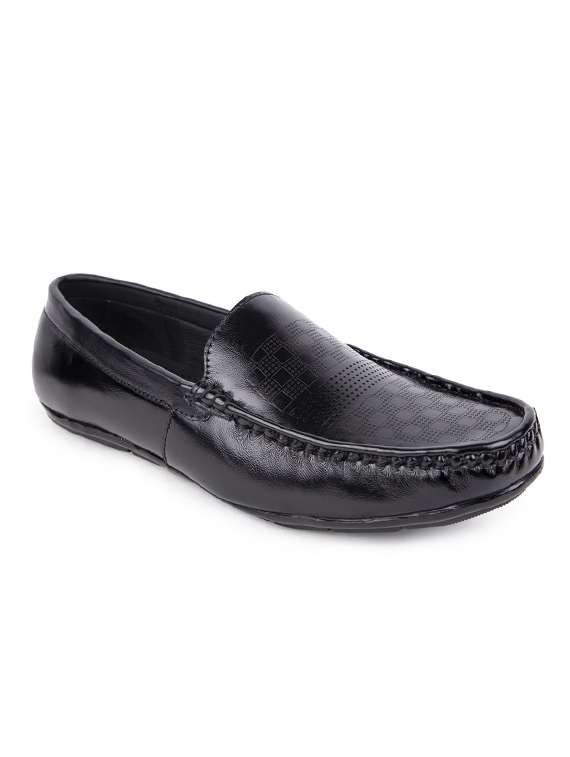 black leather slip on loafers