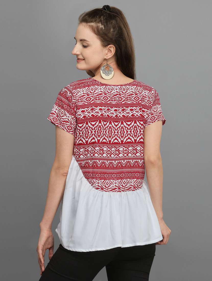 tie up neck printed top - 17748594 -  Standard Image - 2
