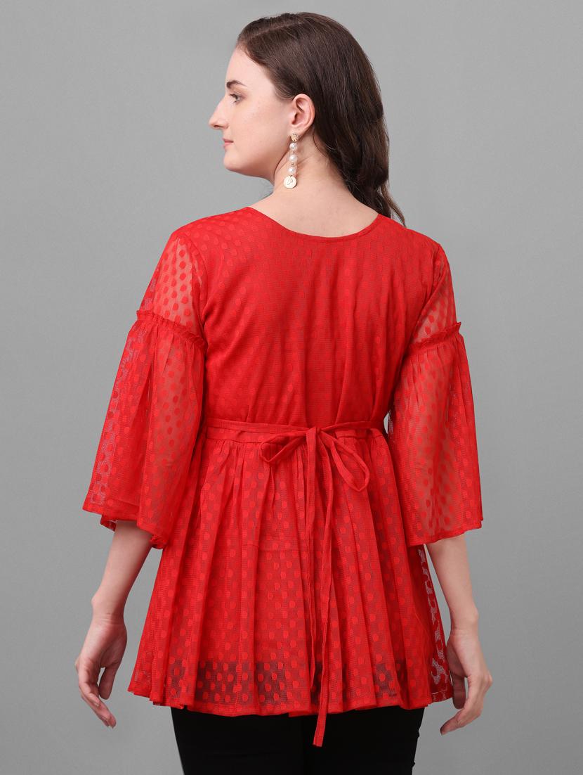 bell sleeved dobby top - 17748599 - Standard Image - 2