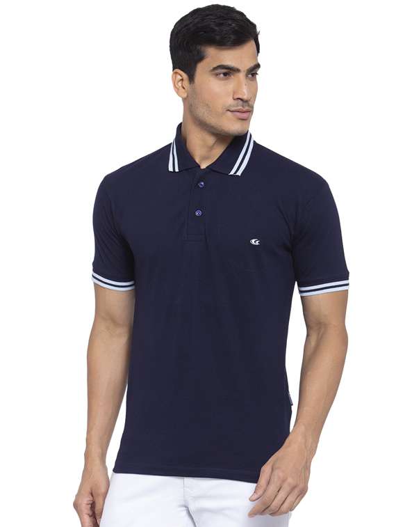 blue solid polo t-shirt
