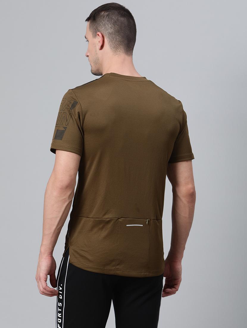 olive green self design t-shirt - 17749577 - Standard Image - 2