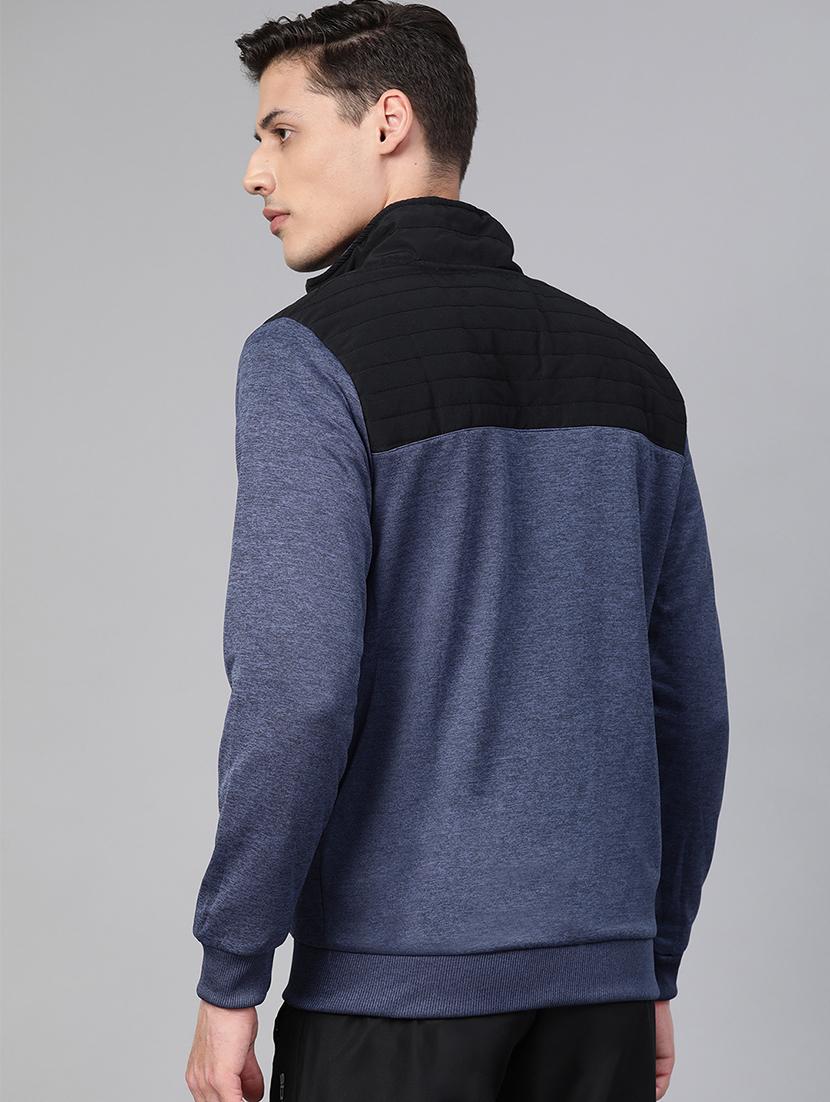 navy blue printed cut & sew casual jacket - 17749696 - Standard Image - 2