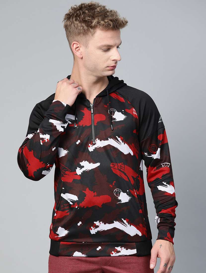 red camouflage raglan sweatshirt