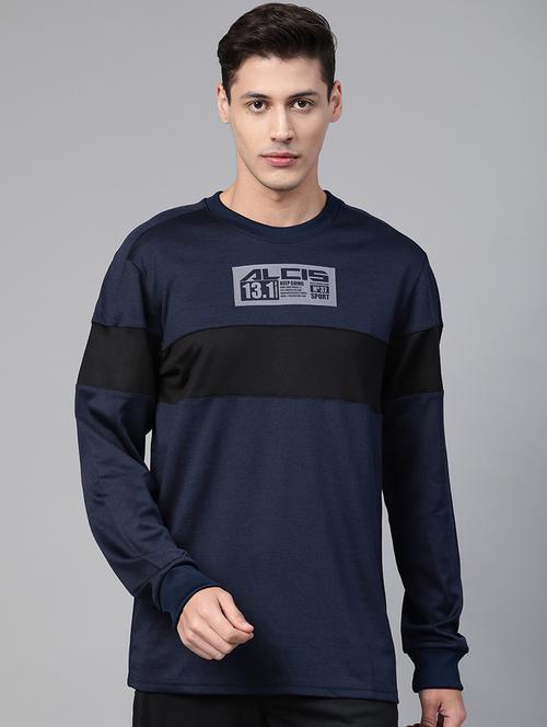 navy blue printed cut & sew sweatshirt - 17749723 - Standard Image - 0