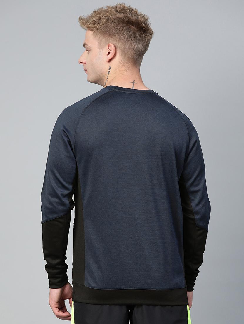 navy blue color block cut & sew sweatshirt - 17749724 - Standard Image - 2
