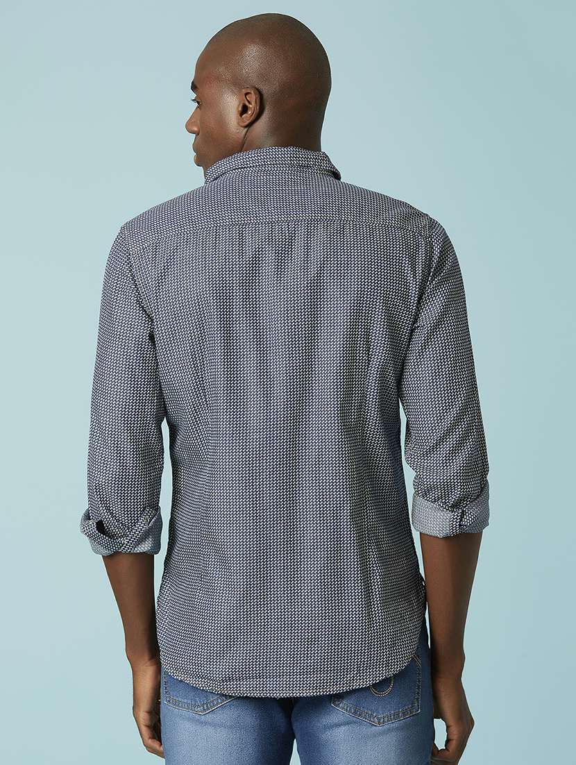 dark blue self design casual shirt - 17750278 -  Standard Image - 2