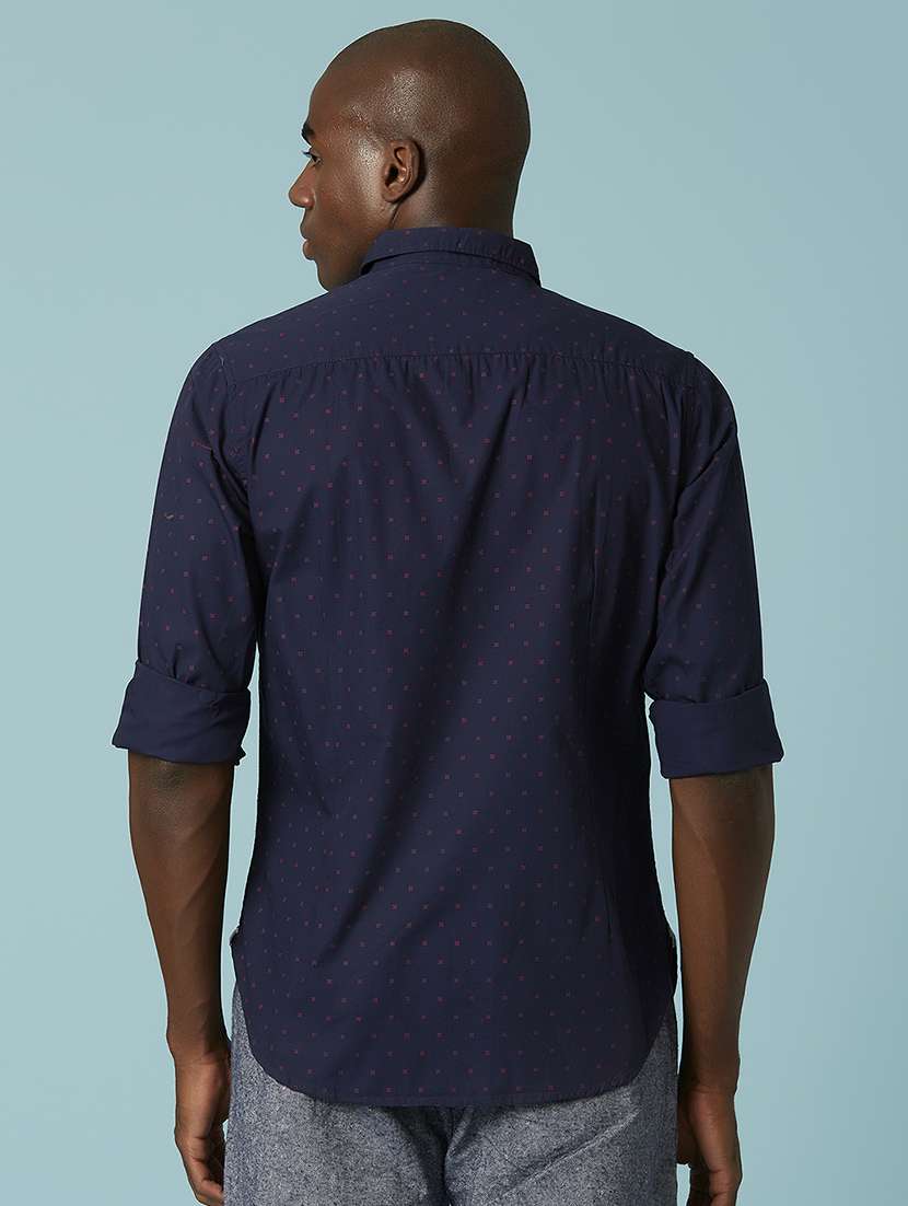 navy blue printed casual shirt - 17750282 -  Standard Image - 2