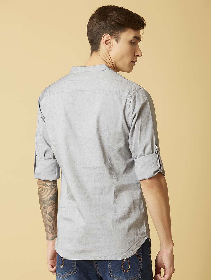 grey solid casual shirt - 17750284 -  Standard Image - 2