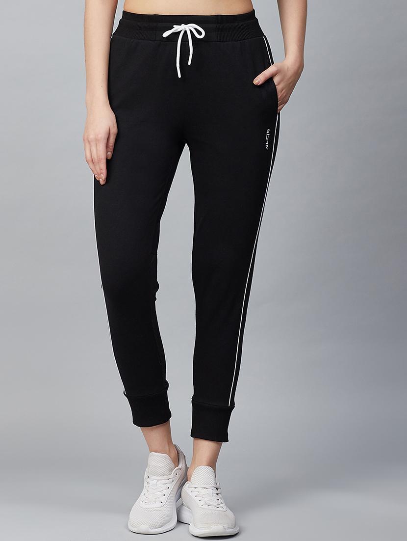 black cotton track pants - 17750662 -  Zoom Image - 0