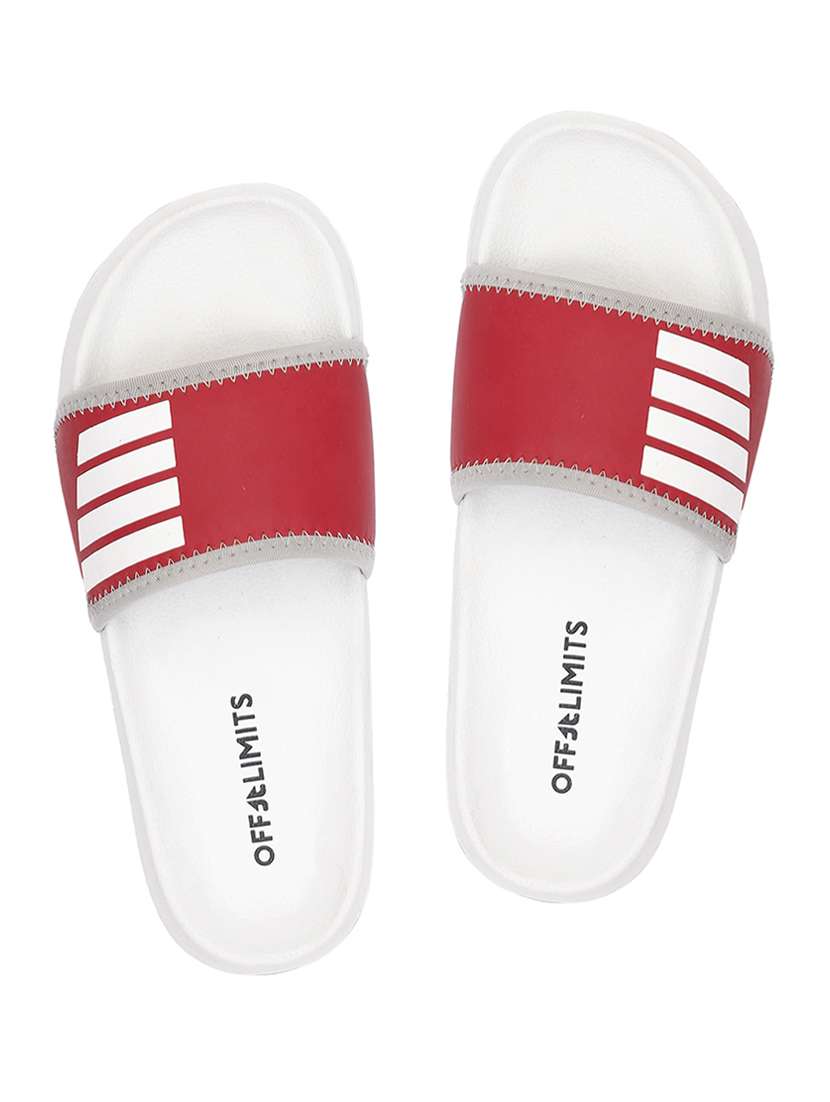 red slip on flip flops