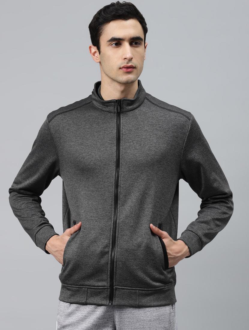 grey solid casual jacket - 17750869 - Zoom Image - 0
