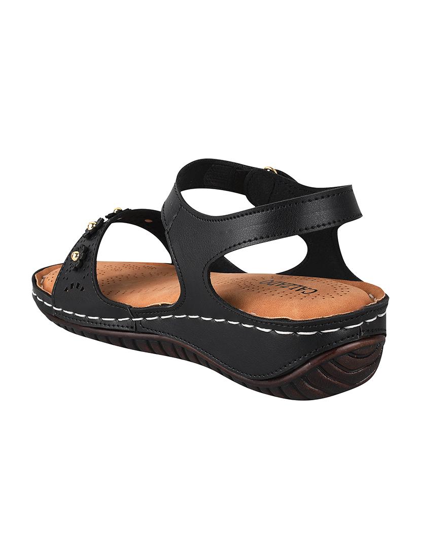 black synthetic back strap sandals - 17750982 - Standard Image - 2