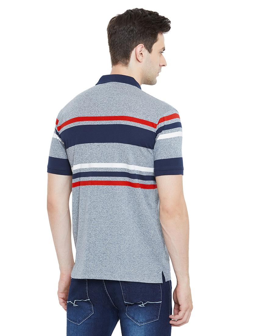 grey striped polo t-shirt - 17751865 - Standard Image - 2