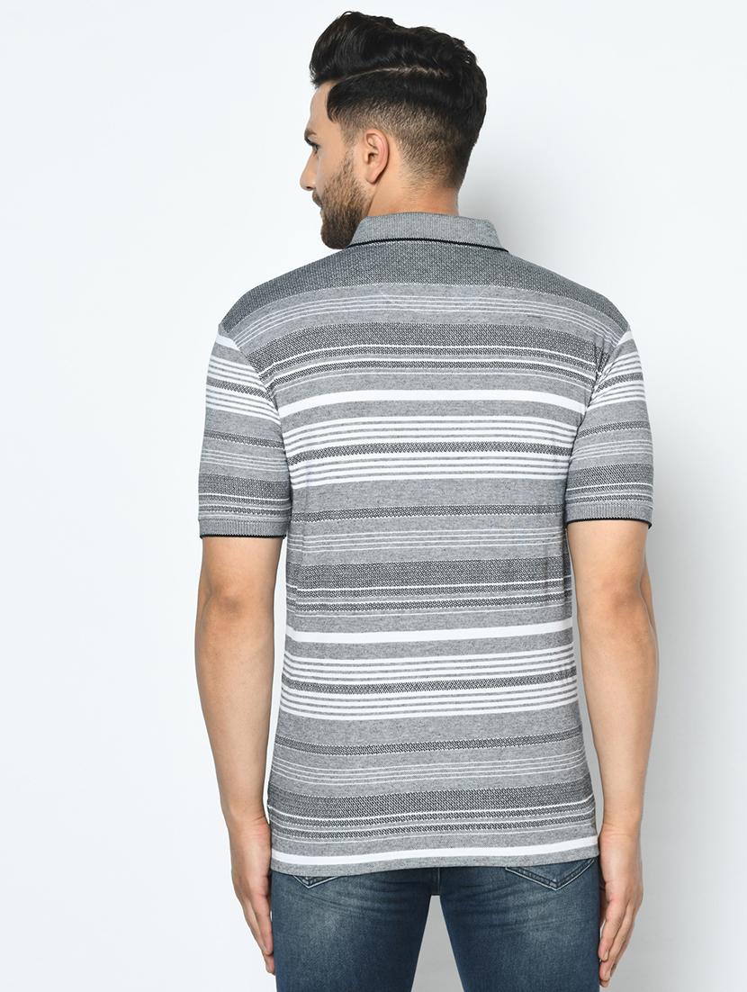 grey striped polo t-shirt - 17751951 - Standard Image - 2