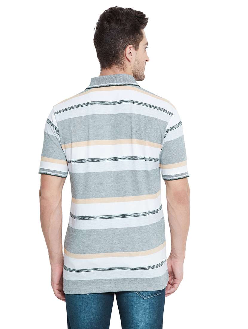 grey striped polo t-shirt - 17751980 - Standard Image - 2