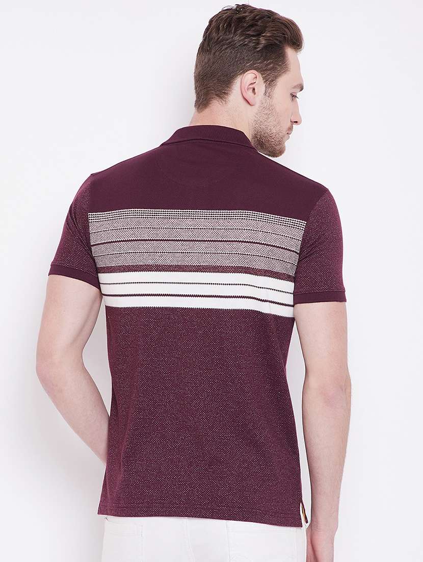 maroon striped polo t-shirt - 17752081 - Standard Image - 2