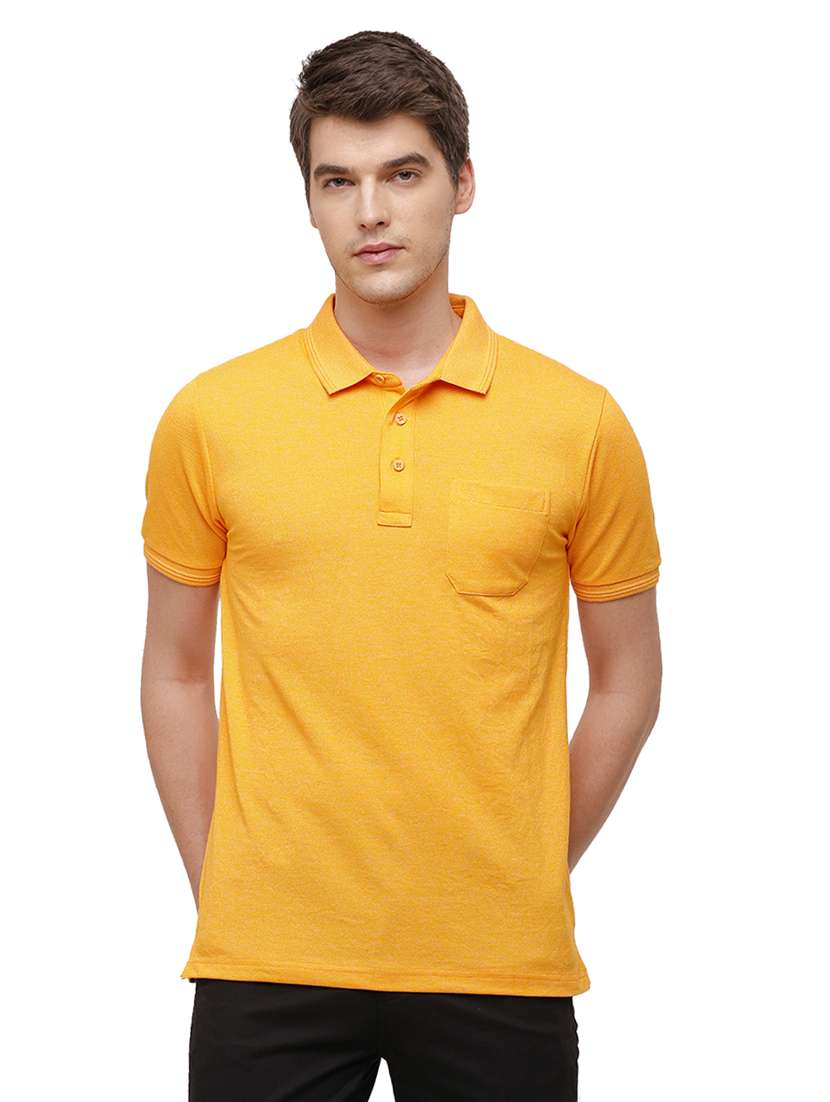 yellow solid polo t-shirt
