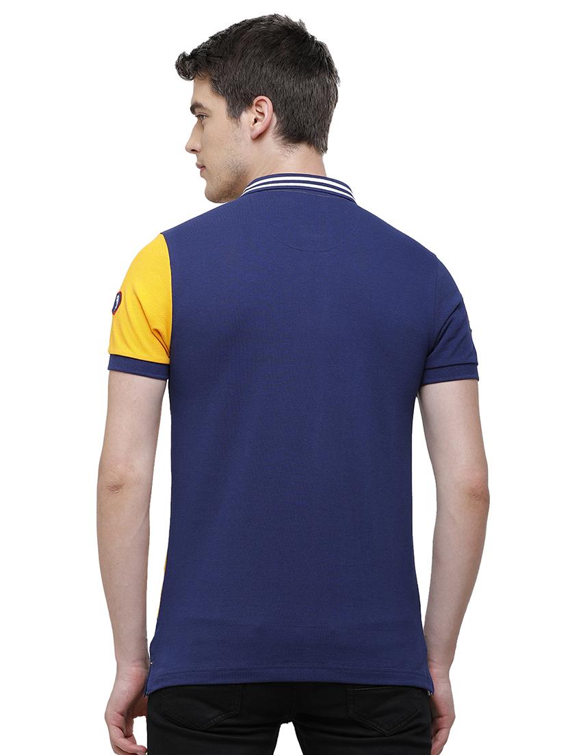 navy-blue color-blocked polo t-shirt - 17753311 - Standard Image - 2