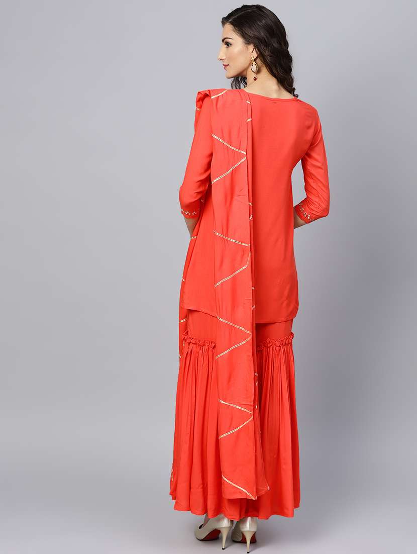 solid kurta sharara set - 17754116 - Standard Image - 2