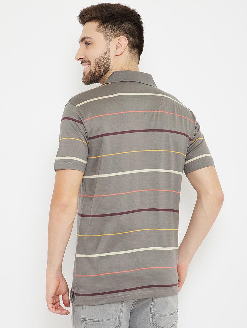 grey striped polo t-shirt - 17754183 - Standard Image - 2