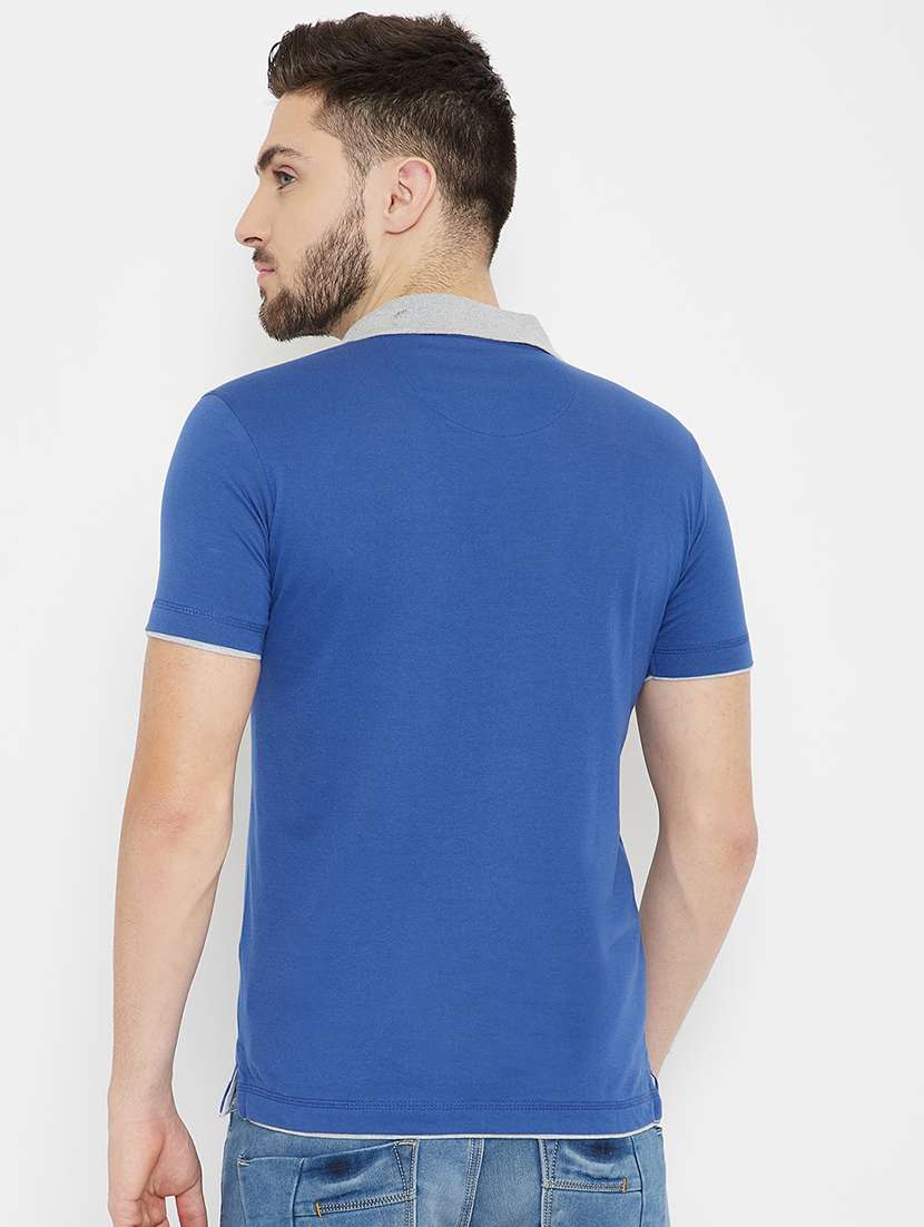 blue solid polo t-shirt - 17754204 - Standard Image - 2