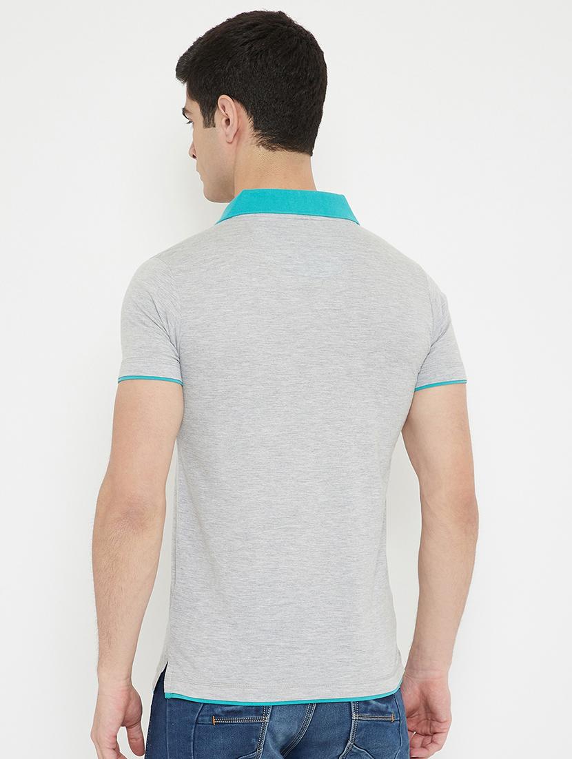 grey solid polo t-shirt - 17754205 - Standard Image - 2