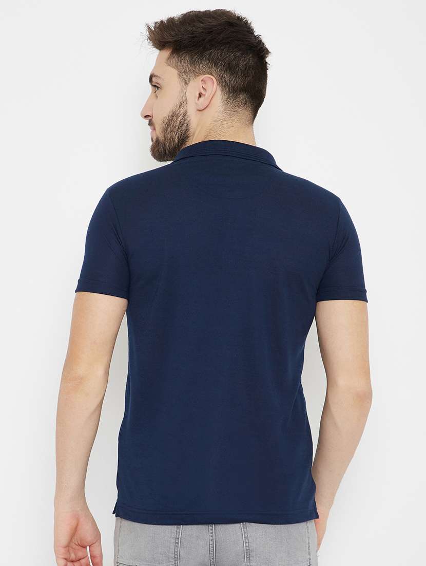 navy blue solid polo t-shirt - 17754333 -  Standard Image - 2