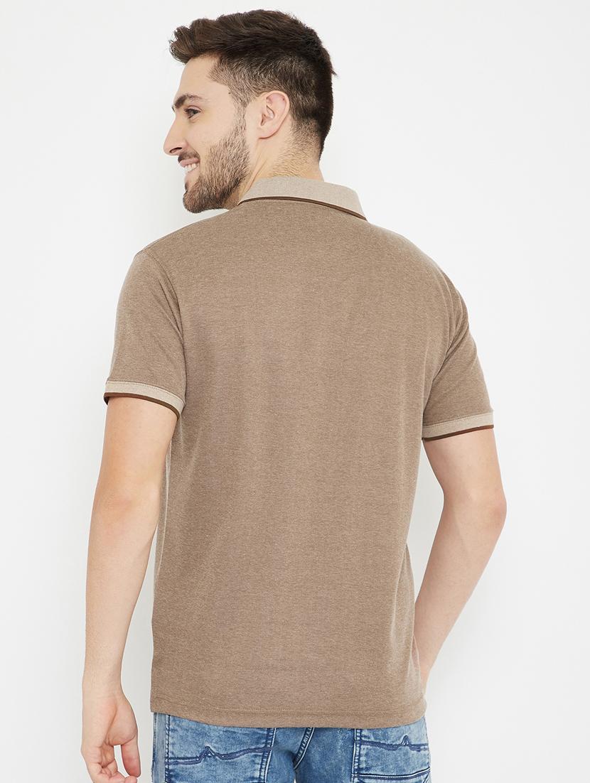 brown solid polo t-shirt - 17754357 - Standard Image - 2