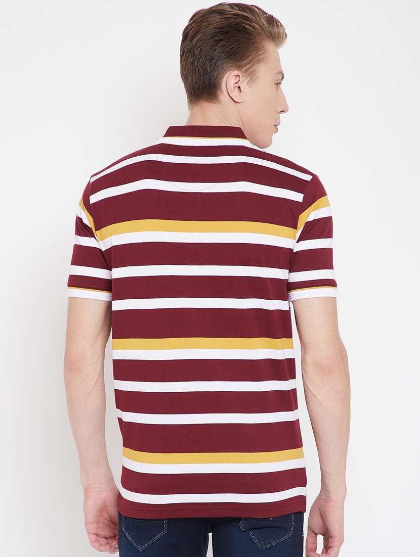 maroon striped polo t-shirt - 17754547 - Standard Image - 2