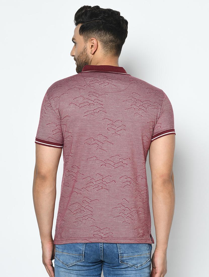maroon self design polo t-shirt - 17754551 - Standard Image - 2