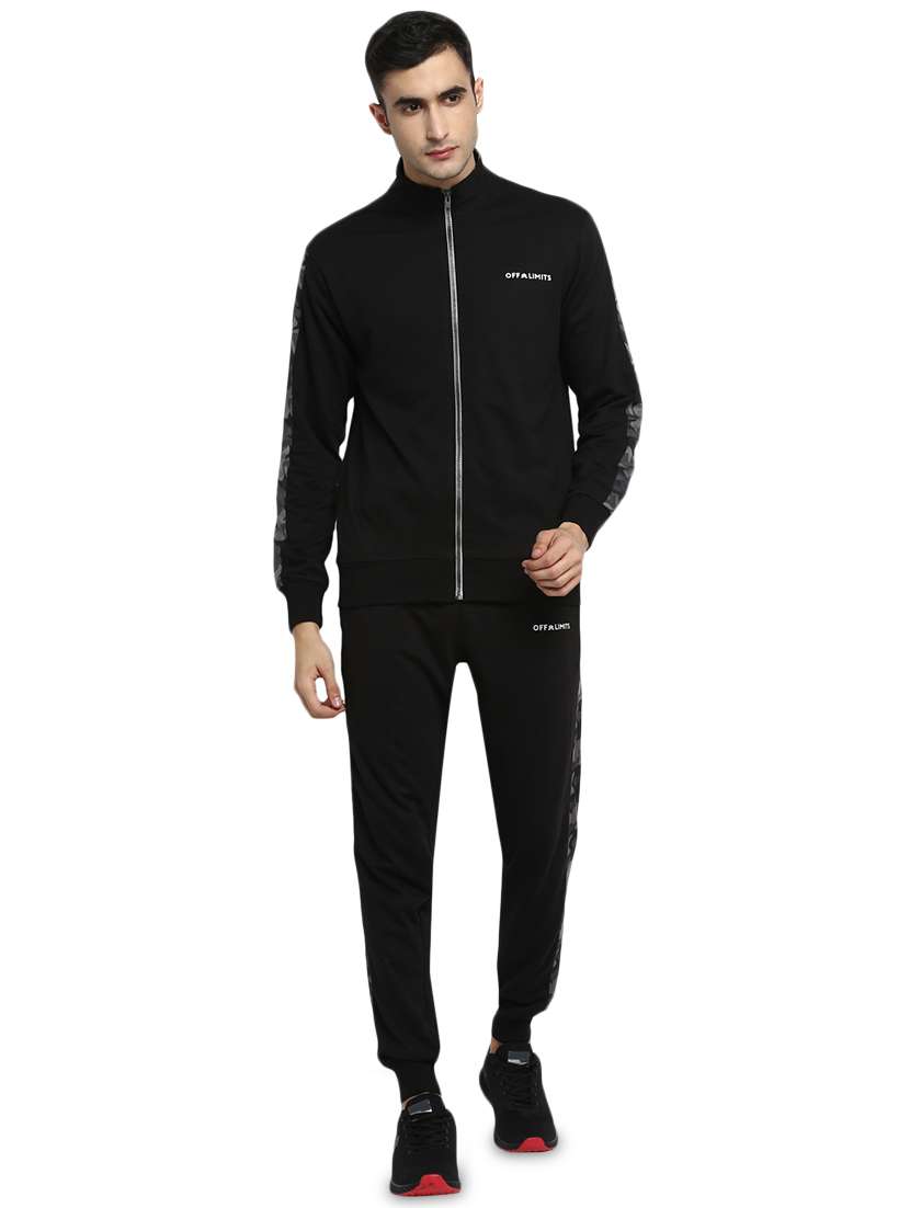 black solid full length track suit