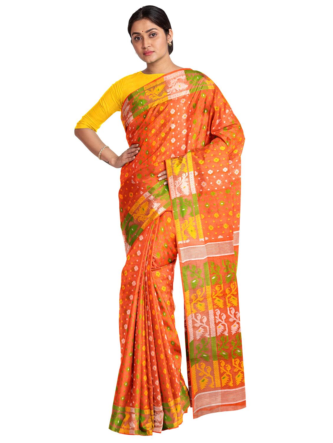 women's self design orange colored saree - 17755153 -  Zoom Image - 0