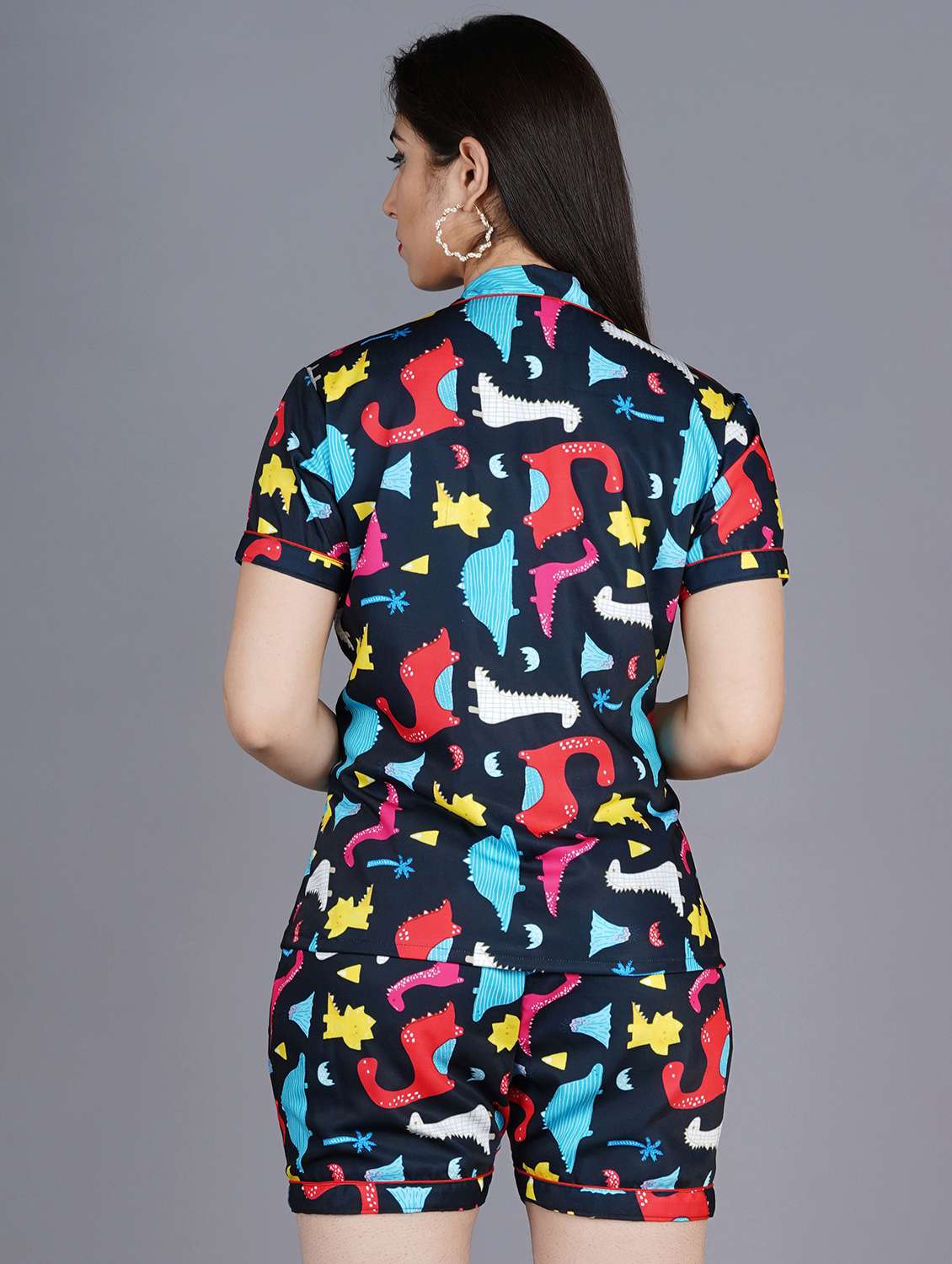 quirky printed nightwear shorts set - 17755479 - Standard Image - 2